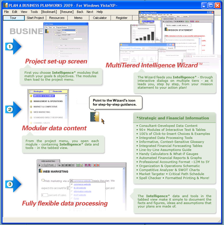 Project set-up screen